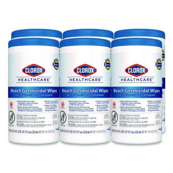 Clorox Healthcare 1 Ply 6.75 in. x 9 in. Unscented Bleach Germicidal Wipes - White (6/Carton)