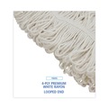 Mops | Boardwalk BWK424RCT 24 oz. Rayon Pro Loop Web/Tailband Wet Mop Head - White (12/Carton) image number 6