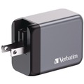 Office Electronics & Batteries | Verbatim 32202 100 Watts 4-Port GaN Wall Charger - Black/Gray image number 1