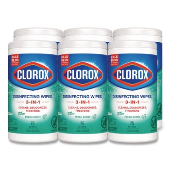 Clorox 7 in. x 8 in. 1-Ply Disinfecting Wipes - Fresh Scent, White (450/Carton)