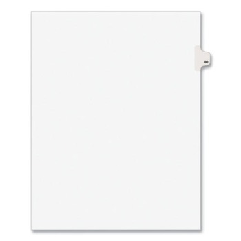 Avery 01080 Preprinted Legal Exhibit 10-Tab '80-ft Label 11 in. x 8.5 in. Side Tab Index Dividers - White (25-Piece/Pack)