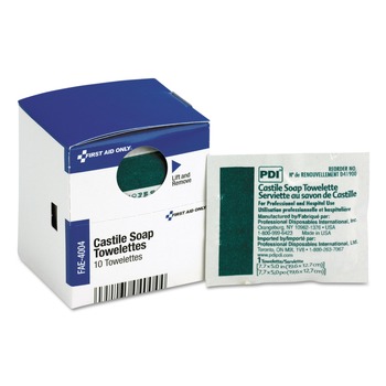 PRODUCTS | First Aid Only FAE-4004 SmartCompliance Castile Soap Towelettes (10/Box)