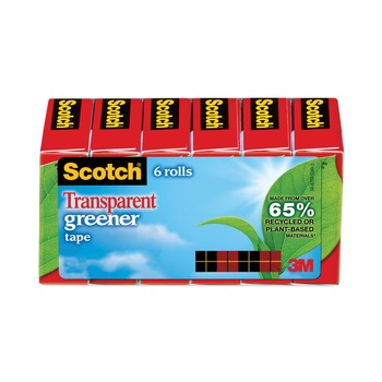 Scotch 0.75 in. x 75 ft. 1 in. Core Greener Tape - Transparent (6/Pack)