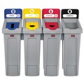 Trash & Waste Bins | Rubbermaid Commercial 2007919 Slim Jim 92 Gallon 4 Stream Landfill/Paper/Plastic/Cans Recycling Station Kit - Gray image number 1