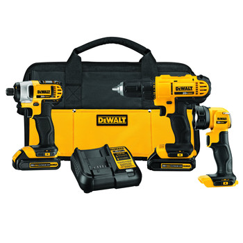 Dewalt 20V MAX Compact Lithium-Ion Cordless 3-Tool Combo Kit with 2 Batteries (1.3 Ah)