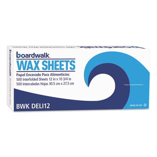 Save an extra 10% off this item! | Boardwalk BWKDELI12BX 12 in. x 10 3/4 in. White Interfold-Sheet Deli Paper (500 Sheets/box) image number 0