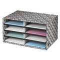 Office Jansan | Bankers Box 6171301 19.5 in. x 12.38 in. x 10.25 in. 8 Letter Compartments Decorative Sorter - Black/White Brocade image number 0