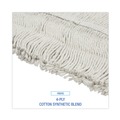 Mops | Boardwalk BWK1636 36 in. x 5 in. Disposable Cotton/Synthetic Dust Mop Head With Sewn Center Fringe - White image number 4