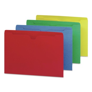 Smead Straight Tab Letter Size Colored File Jackets with Reinforced Double-Ply Tab - Assorted Colors (100/Box)