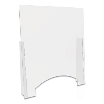 Deflecto 31.75 in. x 6 in. x 36 in. Polycarbonate Counter Top Barrier with Pass Thru - Clear (2/Carton)