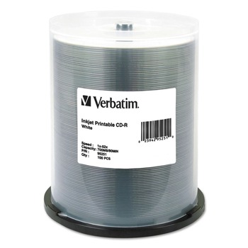 Verbatim CD-R 700 MB 52X White Inkjet Printable (100/Pack)