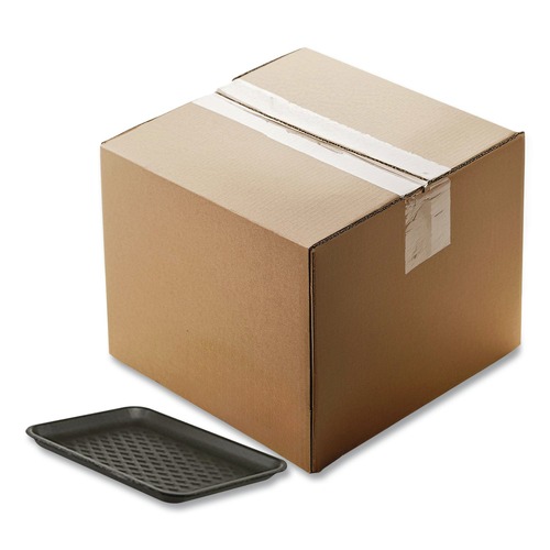 Food Trays, Containers, and Lids | Pactiv Corp. 51P910S 10.88 in. x 5.88 in. x 0.69 in. No. 10S Foam Supermarket Tray - Black (500/Carton) image number 0