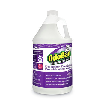 OdoBan 1 Gallon Bottle Concentrate Odor Eliminator and Disinfectant - Lavender Scent (4/Carton)