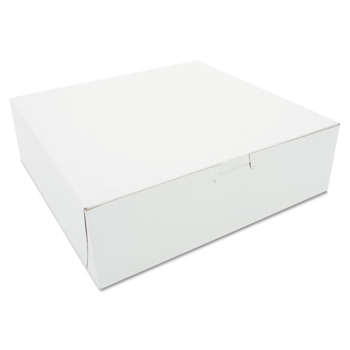 Food Trays, Containers, and Lids | SCT SCH 0971 10 in. x 10 in. x 3 in. Bakery Boxes - White (200/Carton) image number 0