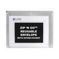 C-Line 48117 Zip 'N Go 1 in. Capacity 2 Section 10 in. x 13 in. Reusable Envelope with Outer Pocket - Clear (3/Pack) image number 1