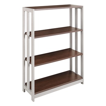Linea Italia 31-1/2 in. x 11-5/8 in. x 43-1/4 in. Three-Shelf Trento Line Bookcase - Mocha
