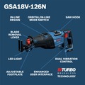 New Year New Savings! Save $25 off $150 | Bosch GSA18V-126N 18V PROFACTOR Brushless Lithium-Ion 1-1/4 in. Cordless Reciprocating Saw (Tool Only) image number 2
