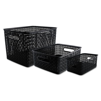 Advantus 13.63 in. x 10.75 in. x 9 in. Weave Bins - Black (3/Pack)
