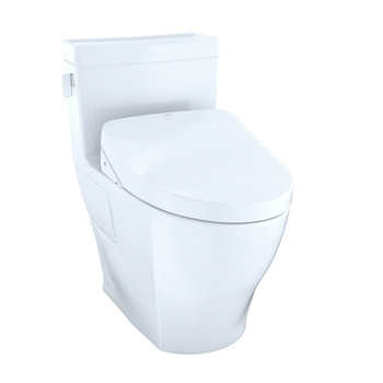 TOTO MW6243046CEFGA#01 WASHLETplus Legato 1-Piece Elongated 1.28 GPF Toilet with Auto Flush S500e Bidet Seat (Cotton White)
