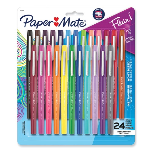 Pens | Paper Mate 1978998 Stick Medium 0.7 mm Assorted Tropical Vacation Ink and Barrel Colors Point Guard Flair Felt Tip Porous Point Pen (24/Set) image number 0