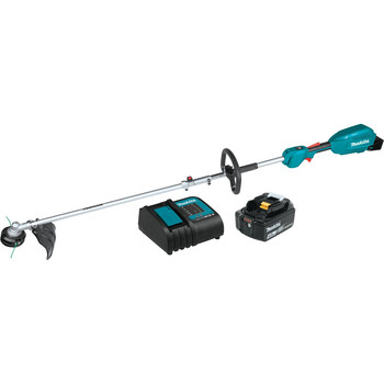 Makita XUX02SM1X1 18V LXT Brushless Lithium-Ion Cordless Couple Shaft Power Head Kit with 13 in. String Trimmer Attachment (4 Ah)