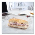Food Service | Dart C99HT1 Showtime 5.1 in. x 9.9 in. x 3.5 in. 29.9 oz. Hinged Plastic Hoagie Containers - Clear (200/Carton) image number 6