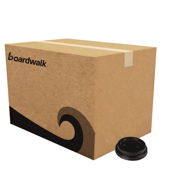 Boardwalk BWKHOTBL1020 Plastic Hot Cup Lids for 10 oz. to 20 oz. Cups - Black (1000/Carton)