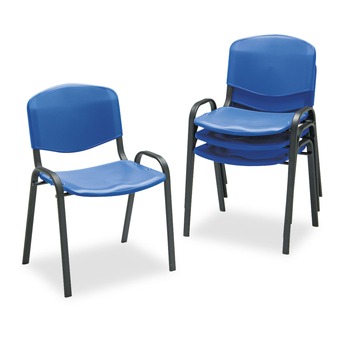 Safco Supports up to 250 lbs., Stacking Chairs - Blue Seat/Back, Black Base (4 Chairs/Carton)