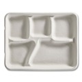 Food Trays, Containers, and Lids | Chinet 21040 Savaday 250/Carton 10.5 in. dia., 5-Compartment, Molded Fiber Dinnerware - White image number 2