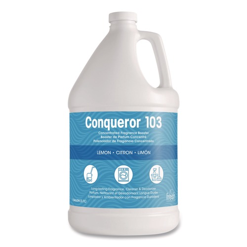 Cleaning & Janitorial Supplies | Fresh Products 103G-F-000I004M-22 1 gal. Conqueror 103 Odor Counteractant Concentrate - Lemon (4/Carton) image number 0