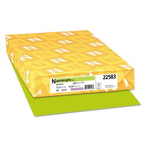 Cleaning & Janitorial Supplies | Astrobrights 22583 11 in. x 17 in. 24 lbs. Bond Weight Color Paper - Terra Green (500/Ream) image number 0