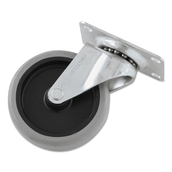 Rubbermaid Commercial 4 in. Wheel Swivel Mount Plate Non-Marking Plate Casters - Black/Gray/Silver