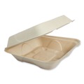 Food Trays, Containers, and Lids | World Centric TO-SC-U85-3-LFP 7 in. x 8.3 in. x 3.2 in. Paper Fiber Hinged Containers - Natural (300/Carton) image number 0