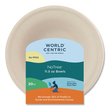 World Centric 6 in. x 6 in. x 1.7 in. 20 oz. Fiber Bowls - Natural (20/Pack)