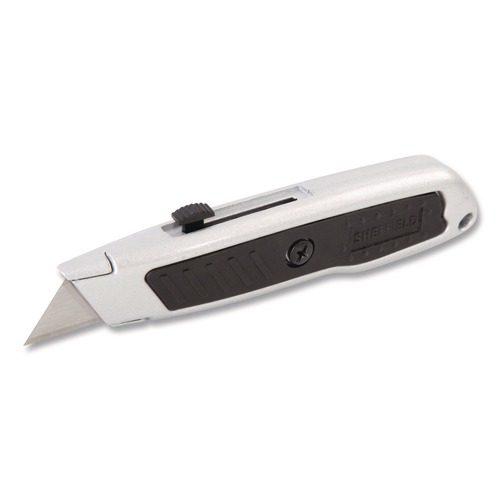 Knives | GreatNeck 12243 1.25 in. Blade 3.5 in. Plastic Handle Retractable Utility Knife - Black/Gray image number 0