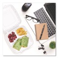Food Trays, Containers, and Lids | Dart 90PPHT3 9 in. x 8.75 in. x 3 in. 3-Compartments ProPlanet Microwaveable Plastic Hinged Containers - Clear (150/Carton) image number 4