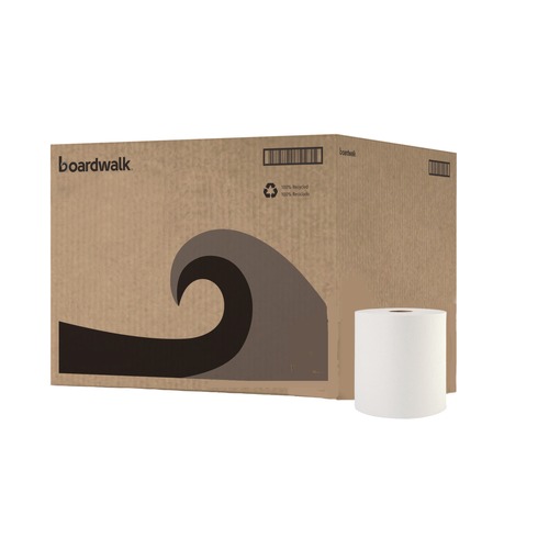 Paper Towels and Napkins | Boardwalk 8122 8 in. x 800 ft. 1-Ply Hardwound Paper Towels - White (6/Carton) image number 0