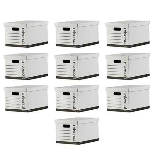  | Universal 9523001 12 in. x 15 in. x 10 in. Basic-Duty Economy Record Storage Boxes - White (10/Carton) image number 0