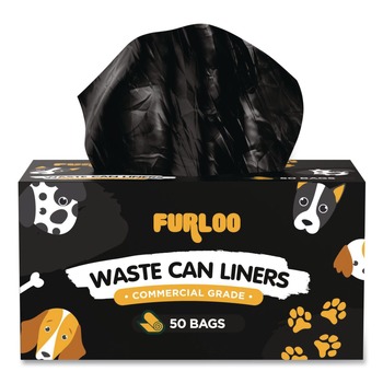 Furloo FLO22 26 in. x 33 in. 13-Gallon Open-Face Heavy Duty Dog Waste Station Can Liners - Black