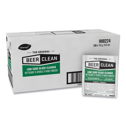 Cleaning & Janitorial Supplies | Diversey Care 990224 Beer Clean Low Suds 0.5 oz. Packet Powdered Glass Cleaner (100/Carton) image number 0