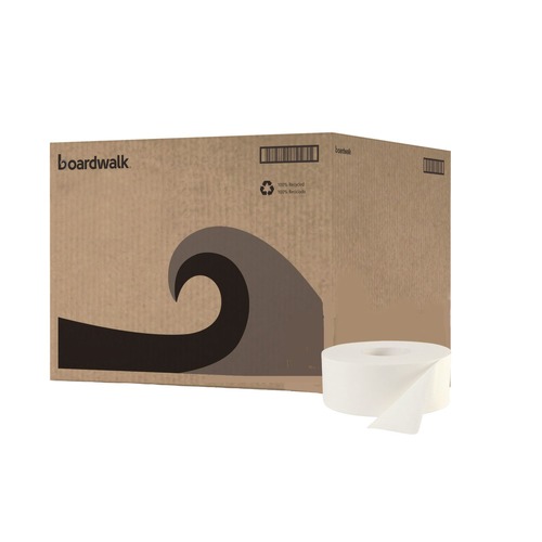 Toilet Paper | Boardwalk B6100 3.5 in. x 1000 ft. JRT Septic Safe 2-Ply Bath Tissue - Jumbo, White (12/Carton) image number 0