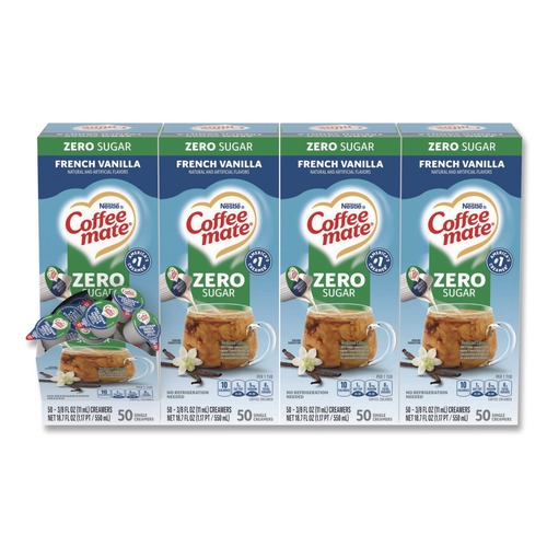 Food Service | Coffee-Mate 12183747 0.38 oz Mini Cups Liquid Coffee Creamer - Zero Sugar French Vanilla (200/Carton) image number 0
