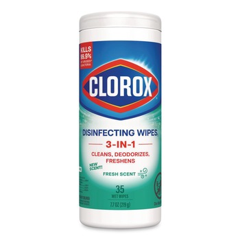 Clorox 7 in. x 8 in. 1-Ply Disinfecting Wipes - Fresh Scent, White (35/Canister)