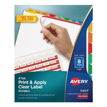 Avery 11 in. x 8.5 in. 8-Tab Color Tabs Print and Apply Index Maker Clear Label Dividers - White (1-Set)
