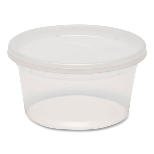 Food Service | GEN TD40012E 12 oz. Plastic Deli Containers with Lid - Clear (240/Carton) image number 0