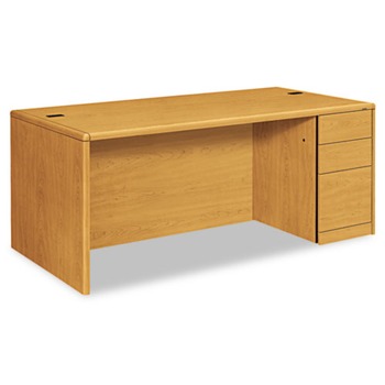 HON 10700 Series 72 in. x 36 in. x 29.5 in. Single Full-Height Right Pedestal Desk - Harvest