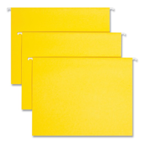 Office Jansan | Smead 64069 Colored Hanging File Folders with 1/5 Cut Tabs - Letter, Yellow (25/Box) image number 0