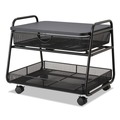  | Safco 5208BL 21 in. x 16 in. x 17.5 in. 1 Shelf 1 Drawer 1 Bin 100 lbs. Capacity Onyx Under Desk Metal Machine Stand - Black image number 0