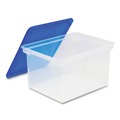 Office & Office Supplies | Storex 61508U04C 13.9 in. x 18.3 in. x 10.6 in. Letter/Legal Files Tote with Comfort Edges - Blue/Clear (4/Carton) image number 0