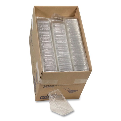 Office Jansan | Pactiv Corp. Y11334 3.25 in. x 6.5 in. x 3 in. Plastic Hinged Lid Sandwich Container - Clear (85/Pack, 3 Packs/Carton) image number 0